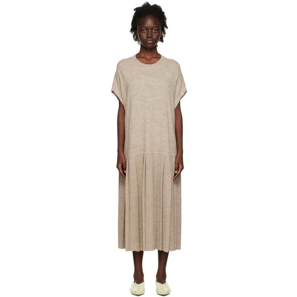 Lauren Manoogian Pleat Shift Dress Aspen Sz 2 Medium NWT Alpaca Wool $625 Taupe - Picture 1 of 16